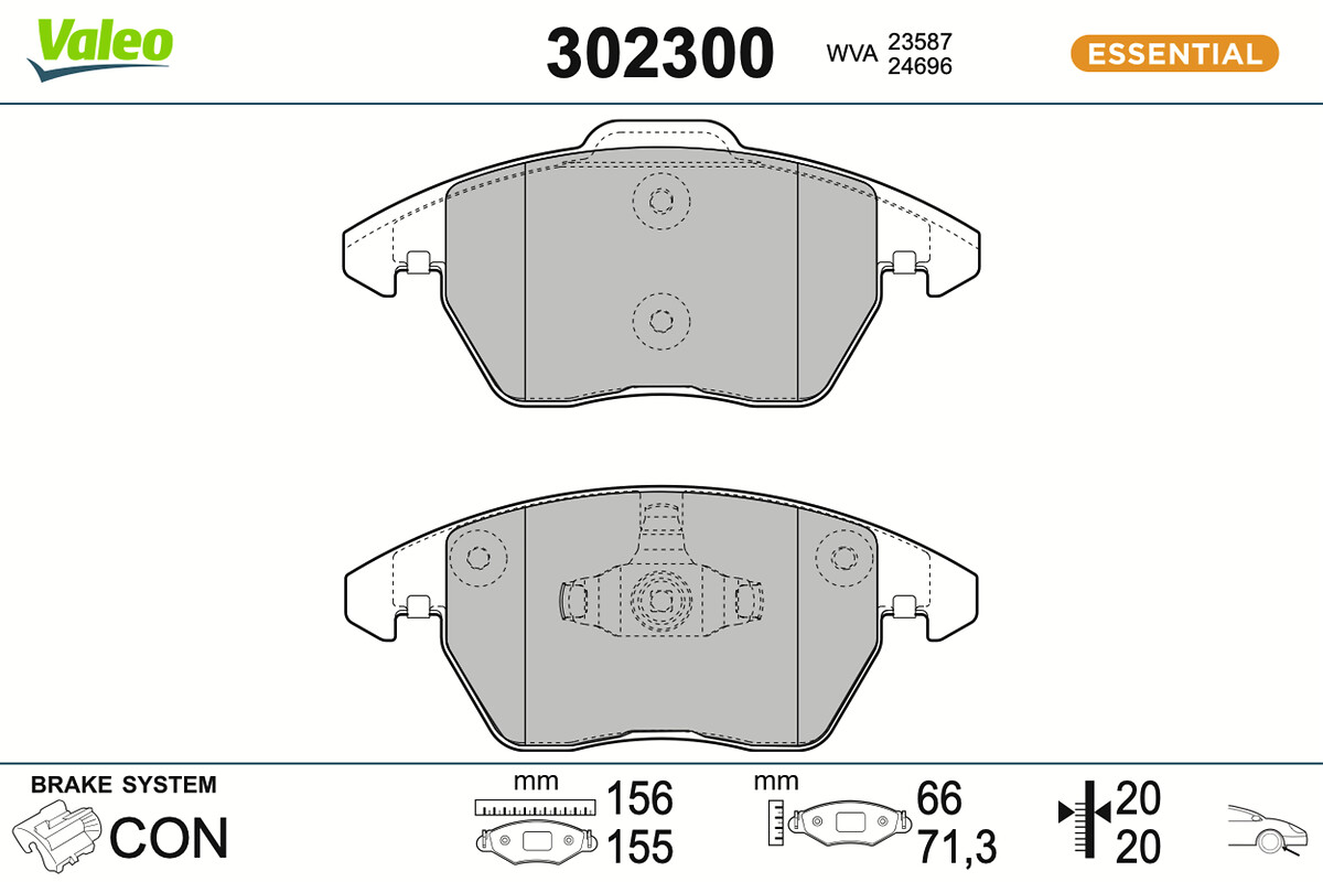 Jeu de 4 plaquettes de frein VALEO ref. 302300